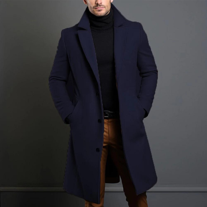 Jaime | Men’s Classic Long Overcoat with Lapel
