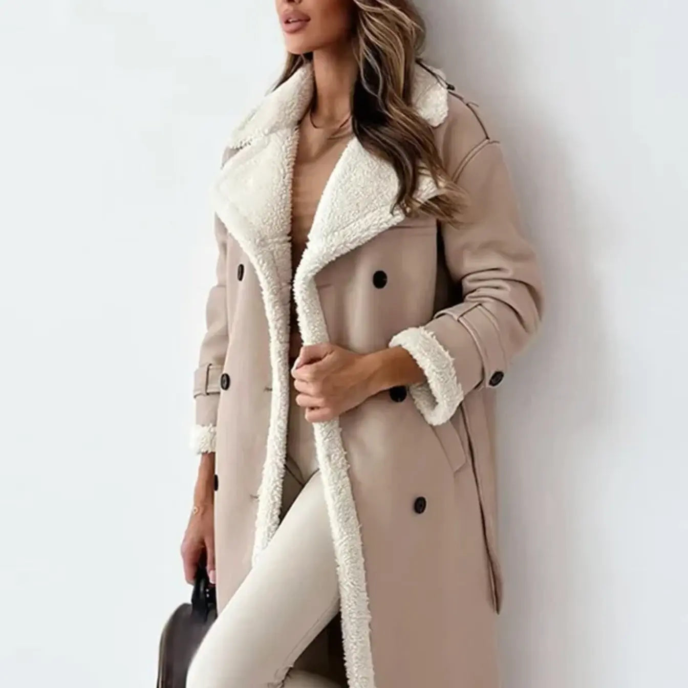 Lunie | Women’s Long Coat with Fur & Leather Accents