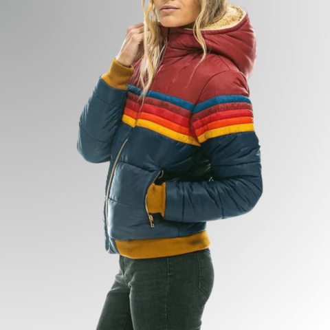 Ravelle | Women’s Retro Cropped Puffer Jacket with Hood