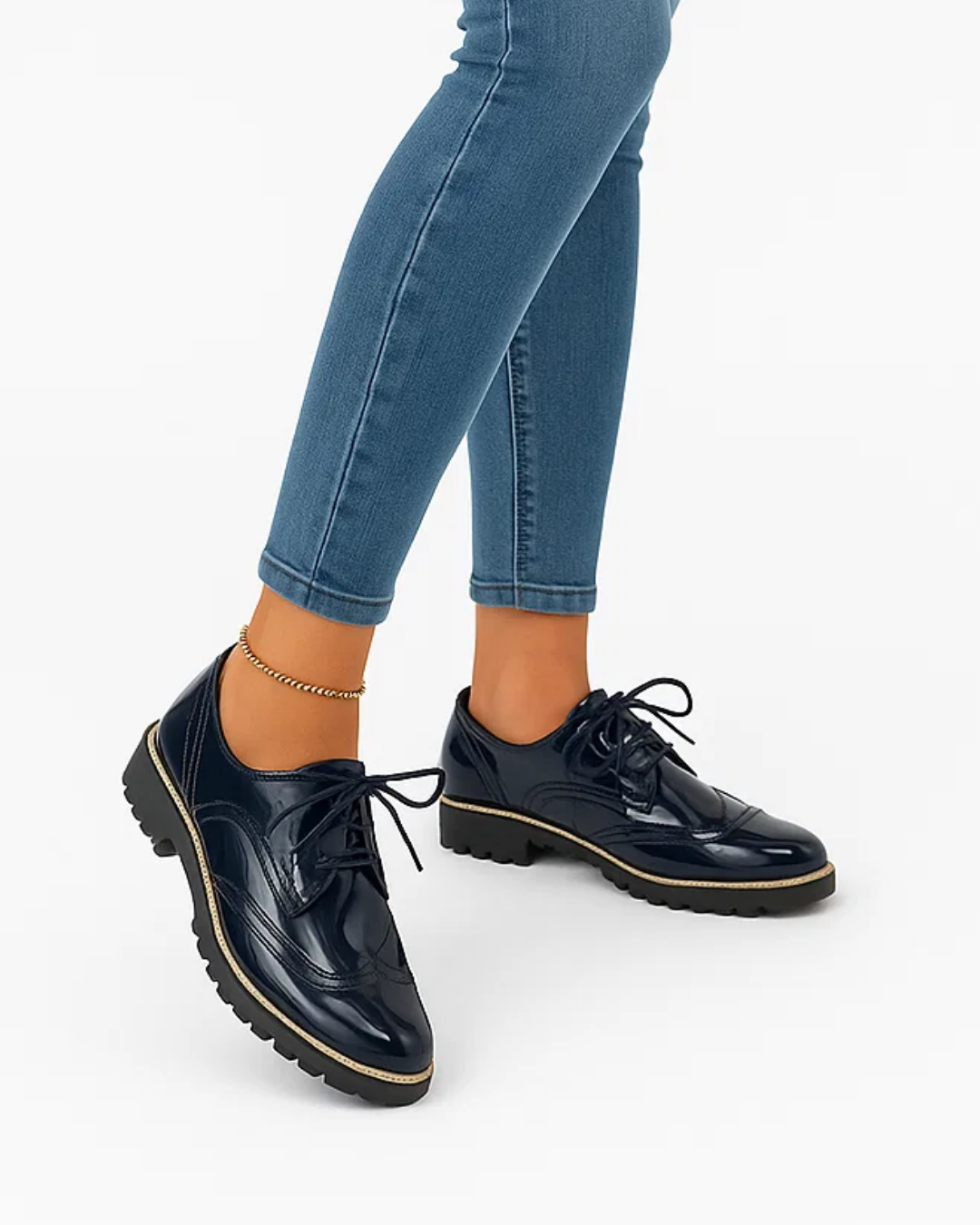 Solenya | Women’s Shiny Casual Lace-Up Shoes