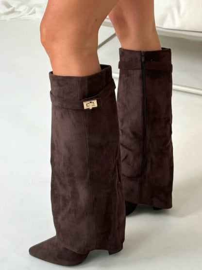 Milly | Women’s Leather Thigh-High Boots with Buckle