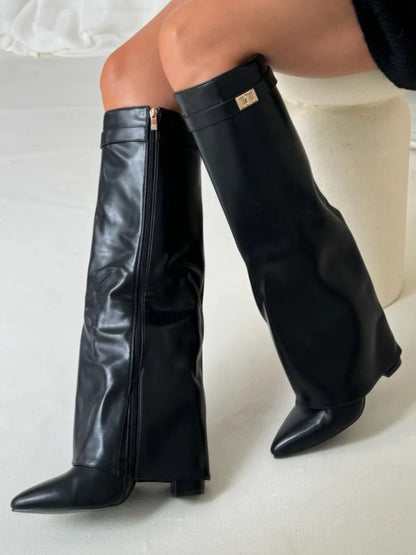 Milly | Women’s Leather Thigh-High Boots with Buckle