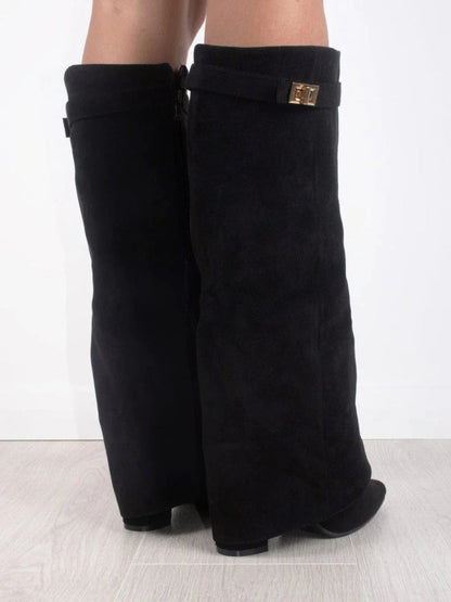 Milly | Women’s Leather Thigh-High Boots with Buckle