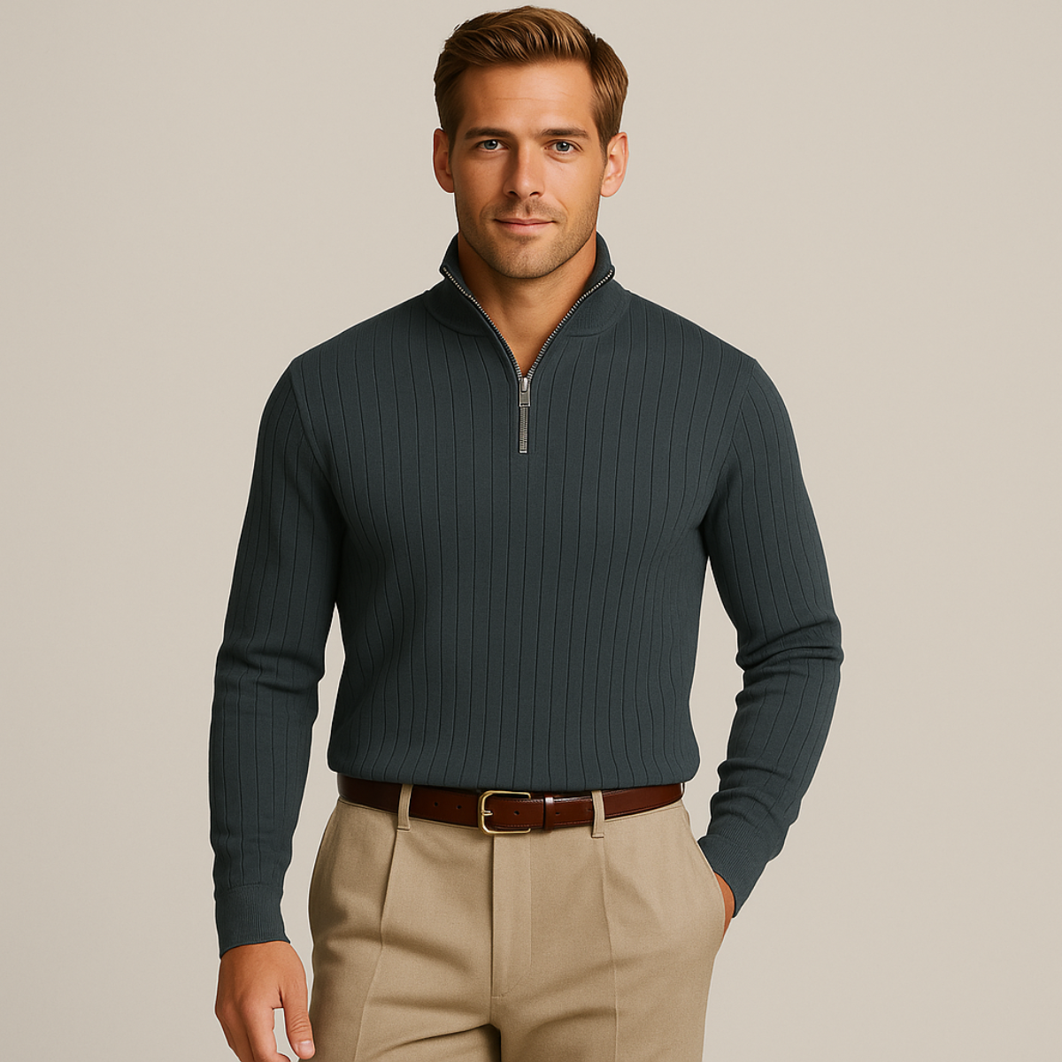 Ashtin | Men’s Ribbed Half Zip Jumper