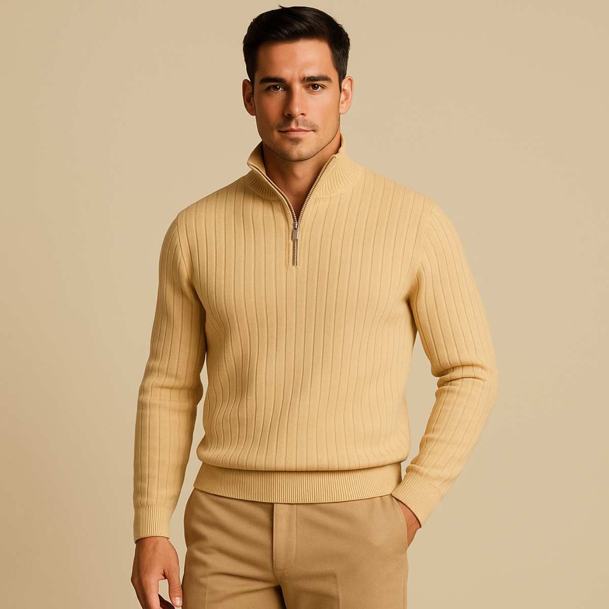Ashtin | Men’s Ribbed Half Zip Jumper