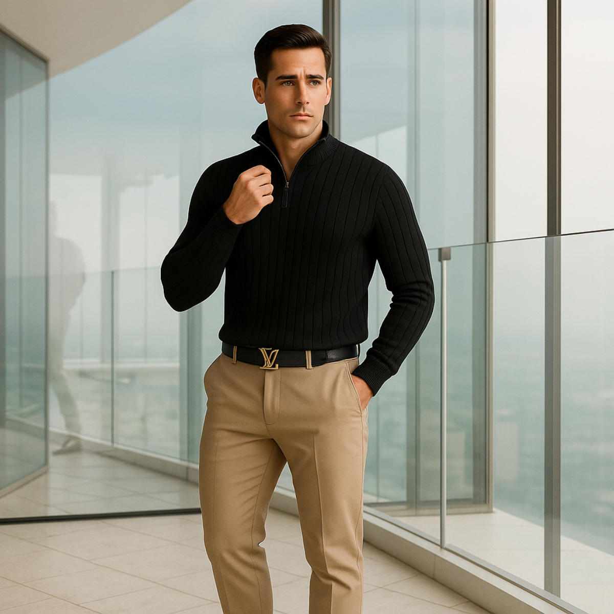 Ashtin | Men’s Ribbed Half Zip Jumper