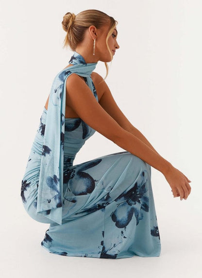 Aveloria | Floral Sleeveless Maxi Dress in Blue-Black4