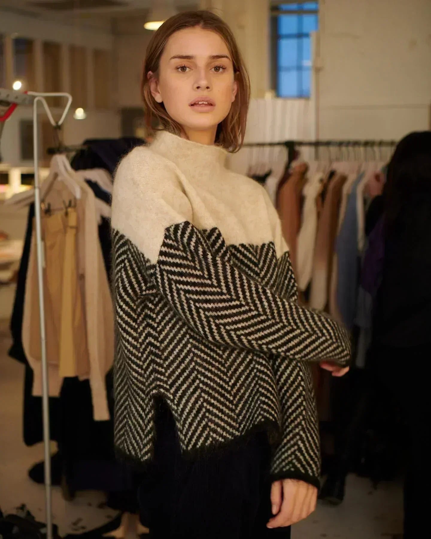 Xandra | Women’s Herringbone-Pattern Knit Sweater