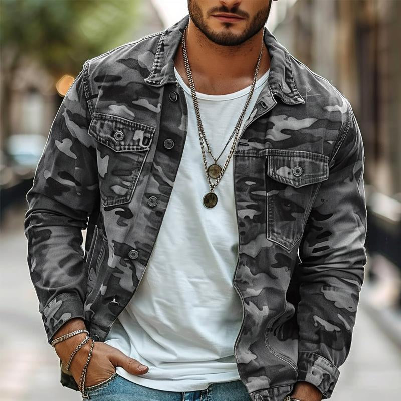 Camouflage | Men’s Retro Canvas Lapel Jacket