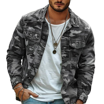 Camouflage | Men’s Retro Canvas Lapel Jacket