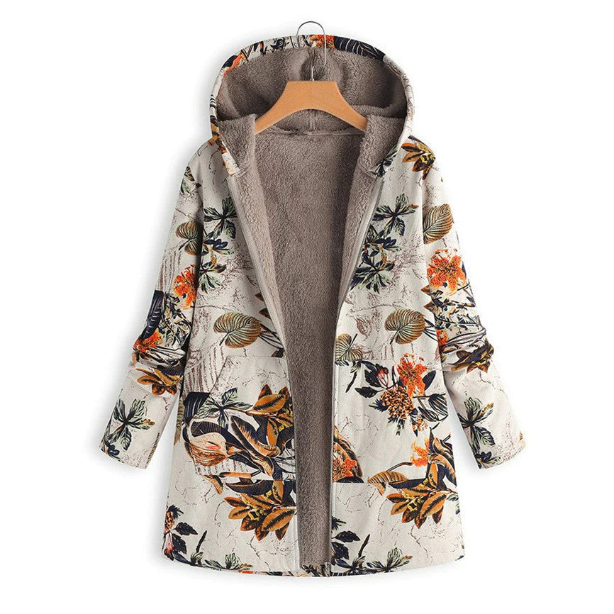 Casandra | Women’s Winter Floral Coat with Hood