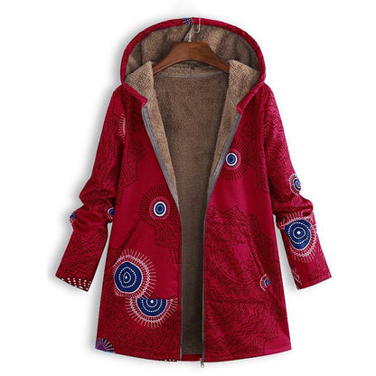 Casandra | Women’s Winter Floral Coat with Hood