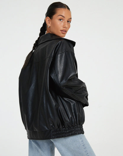 Clarina | Women’s Oversized Leather Jacket with Modern Edge