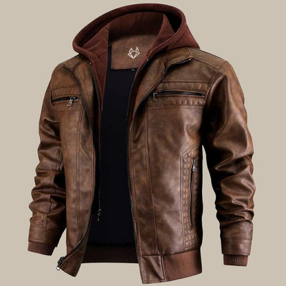 Daan | Men’s Hooded Leather-Style Jacket