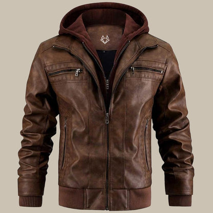 Daan | Men’s Hooded Leather-Style Jacket