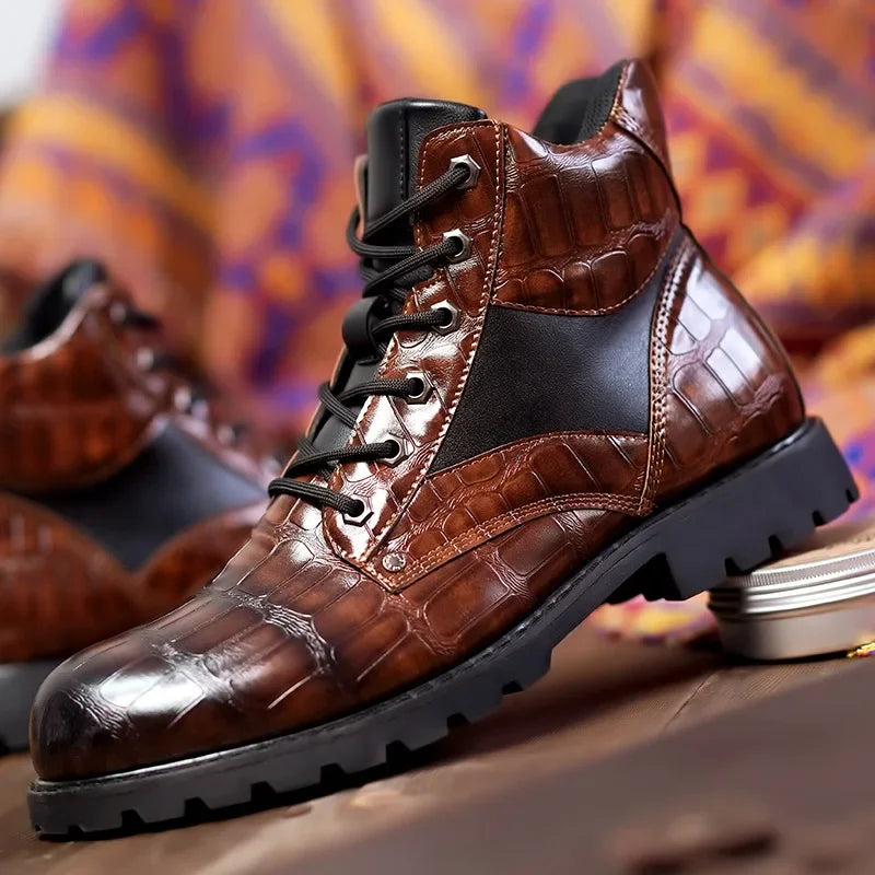 Dan | Men’s Croc-Embossed Leather Boots