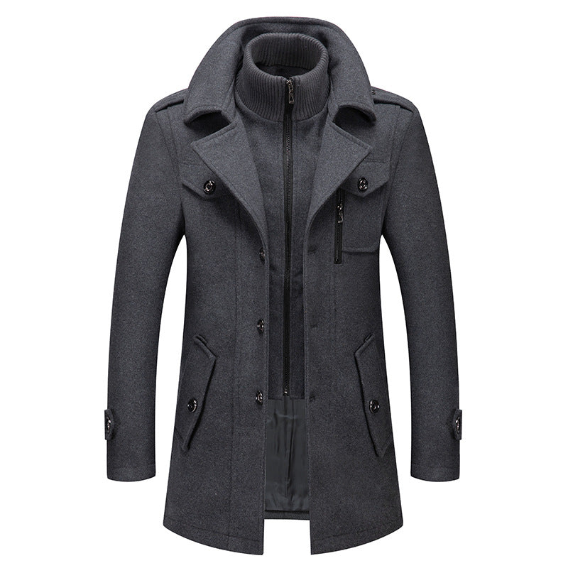 Edric | Men’s Wool Coat with Stand Collar