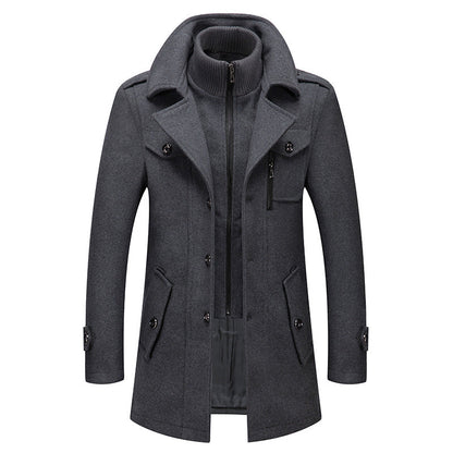 Edric | Men’s Wool Coat with Stand Collar