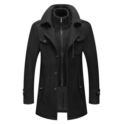 Edric | Men’s Wool Coat with Stand Collar