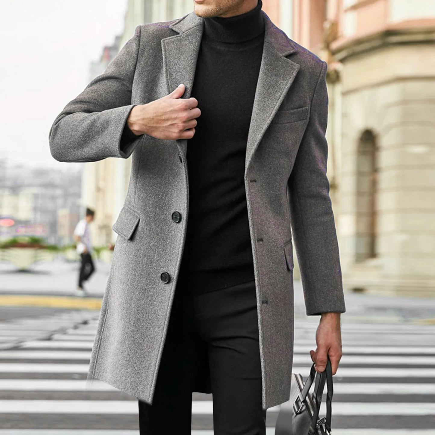 Eduardo | Men’s Elegant Wool-Blend Overcoat