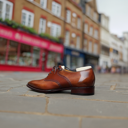 Elowen | Men’s Tan Leather Brogue Oxfords