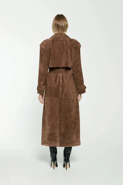 Elvira | Women’s Suede Trench Coat – Classic Elegance for Cooler Days