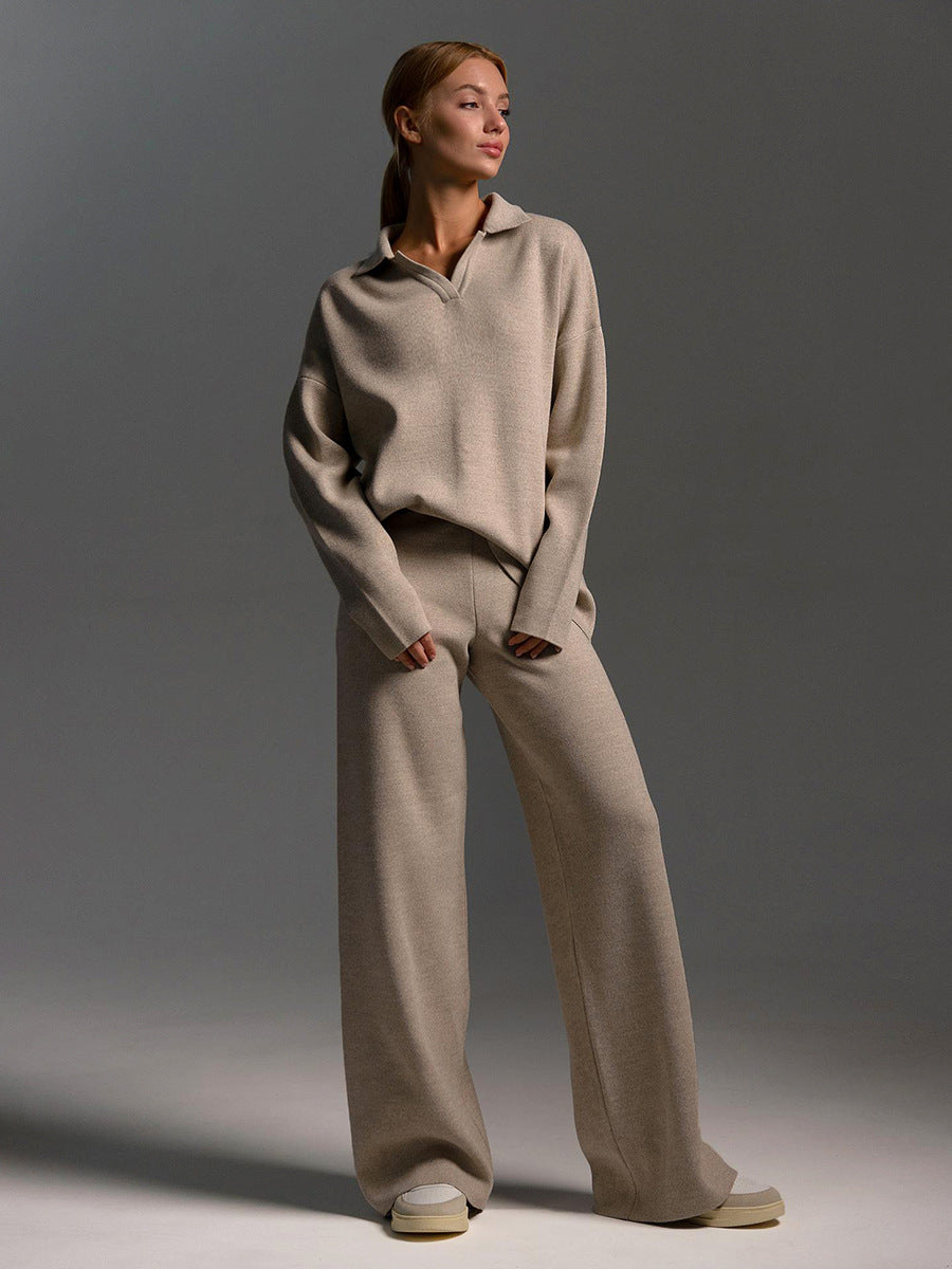 Honeylou | Women’s Collared Two-Piece Relaxed Fit Lounge Set