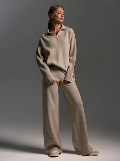 Honeylou | Women’s Collared Two-Piece Relaxed Fit Lounge Set