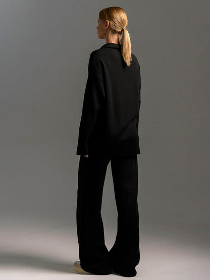 Honeylou | Women’s Collared Two-Piece Relaxed Fit Lounge Set