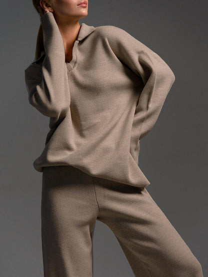 Honeylou | Women’s Collared Two-Piece Relaxed Fit Lounge Set