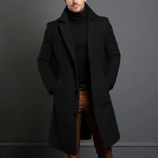 Jaime | Men’s Classic Long Overcoat with Lapel