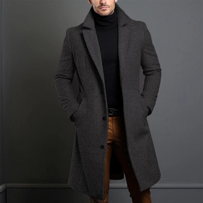 Jaime | Men’s Classic Long Overcoat with Lapel