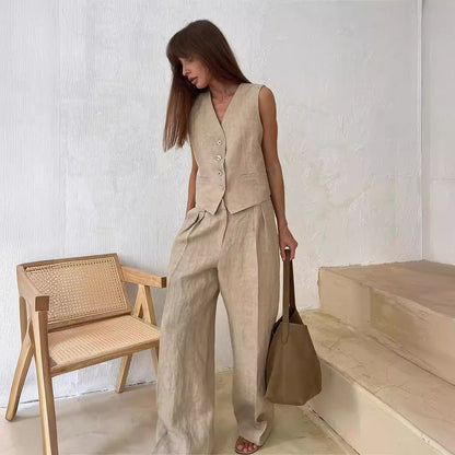 Jamaicah | Women’s Sleeveless Vest & Wide-Leg Pants Set