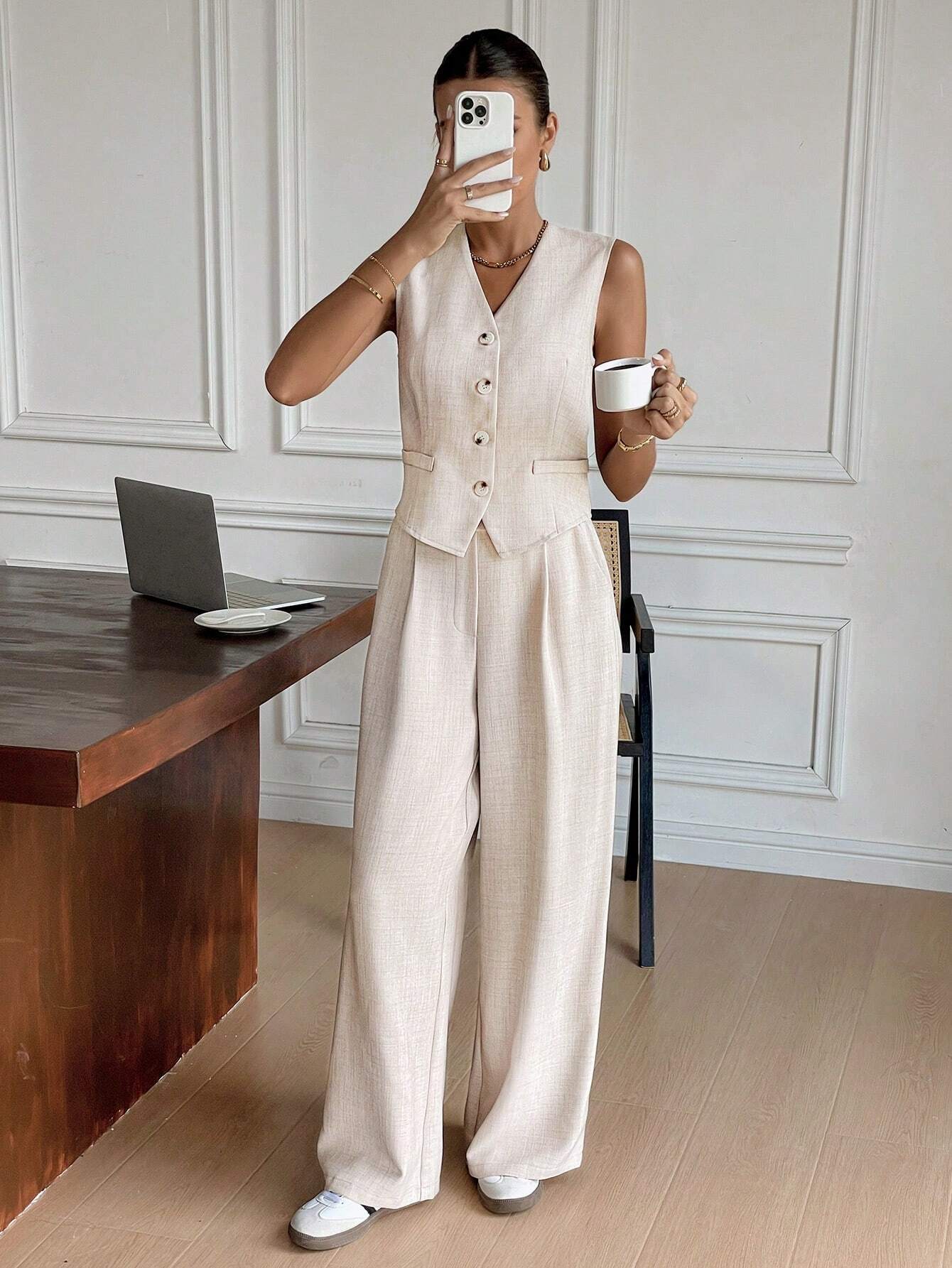 Jamaicah | Women’s Sleeveless Vest & Wide-Leg Pants Set