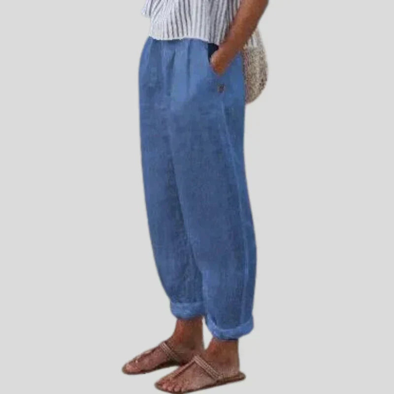 Jemaima | Women’s Soft Line Linen-Cotton Pants with Side Pockets
