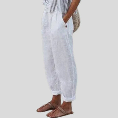 Jemaima | Women’s Soft Line Linen-Cotton Pants with Side Pockets