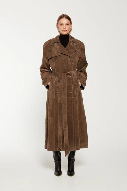 Josefina | Women’s Elegant Suede Trench Coat