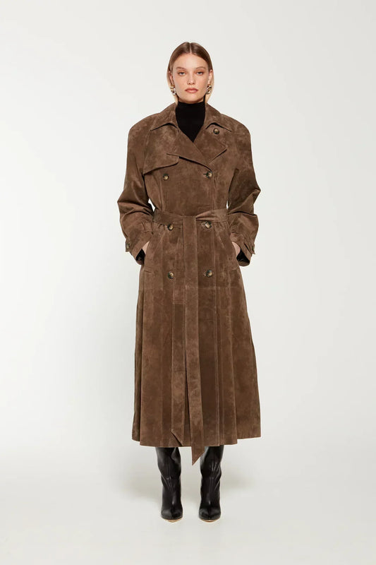Josefina | Women’s Elegant Suede Trench Coat