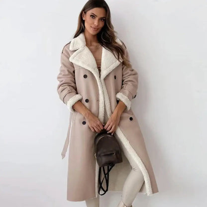 Lunie | Women’s Long Coat with Fur & Leather Accents