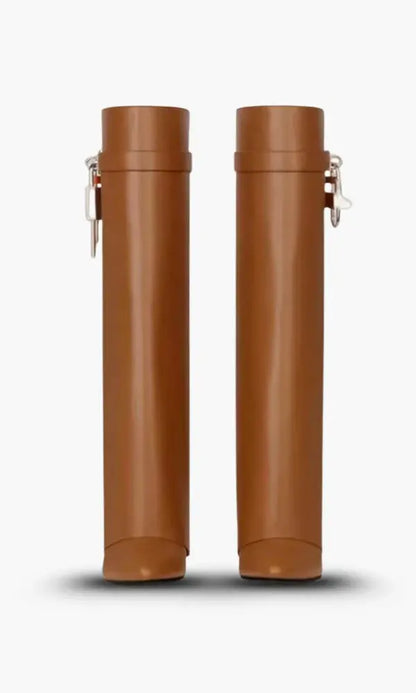 AURELIA | Knee-High Wedge Boots with Glossy Finish
