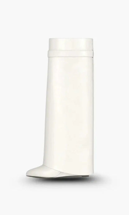 AURELIA | Knee-High Wedge Boots with Glossy Finish
