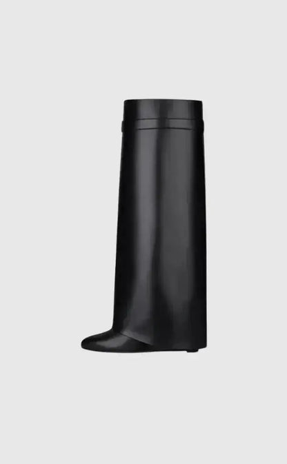AURELIA | Knee-High Wedge Boots with Glossy Finish