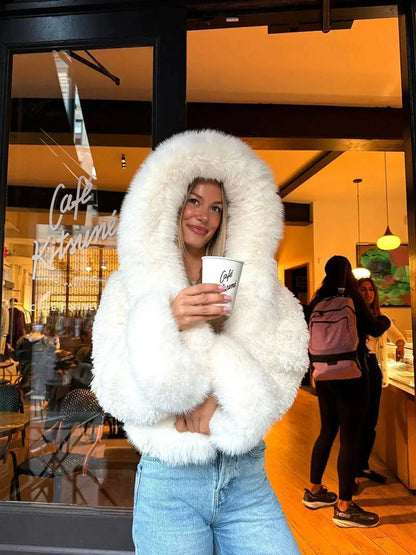 LUNARA | Oversized Hooded Faux Fur Coat for Winter Styling