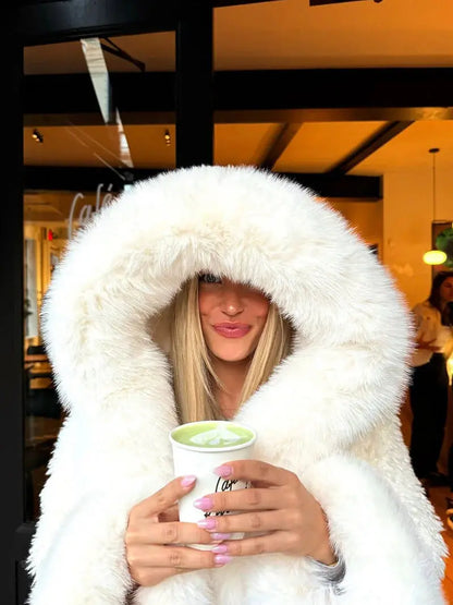 LUNARA | Oversized Hooded Faux Fur Coat for Winter Styling