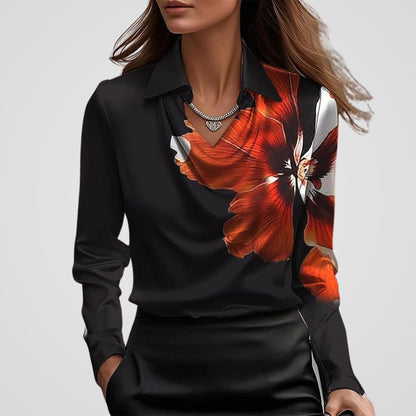 Malvina | Women’s Draped Neck Satin Blouse