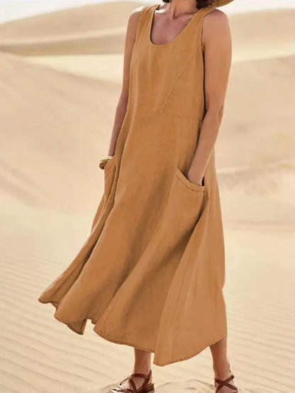 Melody | Women’s 100% Linen A-Line Pinafore Dress