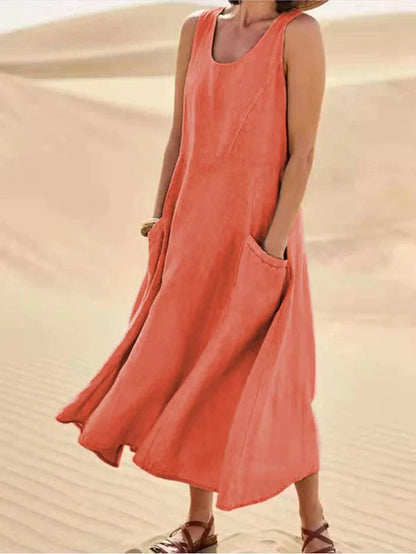 Melody | Women’s 100% Linen A-Line Pinafore Dress