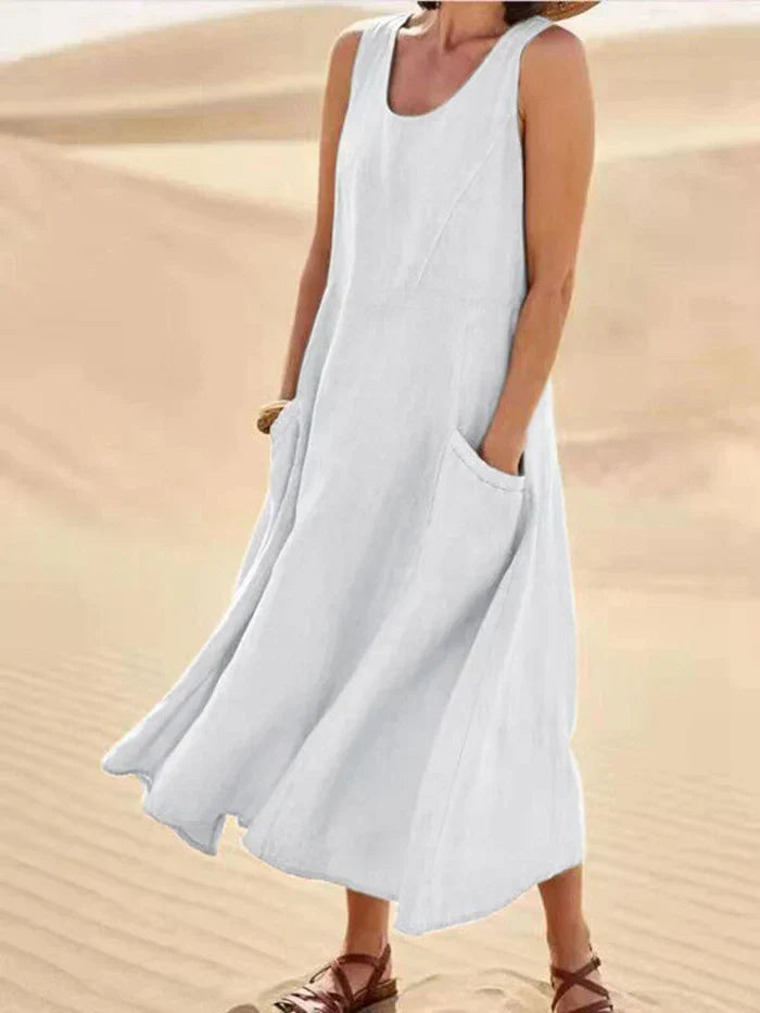 Melody | Women’s 100% Linen A-Line Pinafore Dress