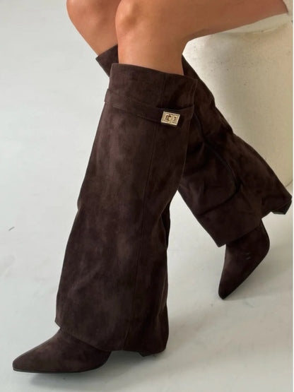 Milly | Women’s Leather Thigh-High Boots with Buckle