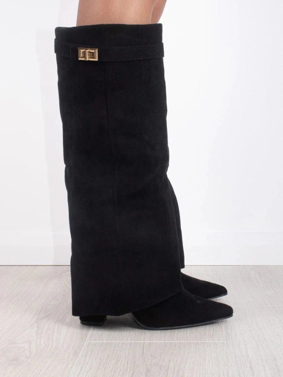 Milly | Women’s Leather Thigh-High Boots with Buckle